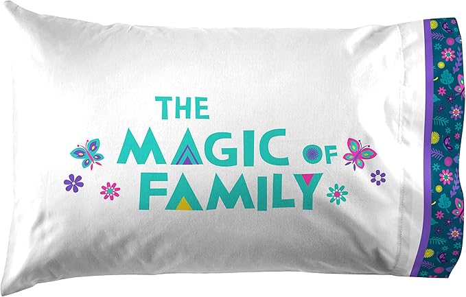 Jay Franco Kids Sheet Set with Fitted, Flat Sheets & Pillow Cover - Ultra-Soft Bedding with Pillowcase for Room Decor, White - Encanto, 4 Piece Full