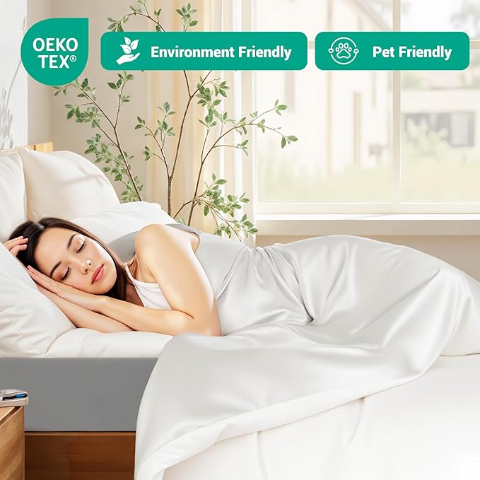 NEXHOME PRO Duvet Cover Queen, 100% Organic Bamboo Cooling Duvet Cover Set, Ultra Soft, 1 Duvet Cover and 2 Pillowcases, 90"x90", White, Comforter Not Included