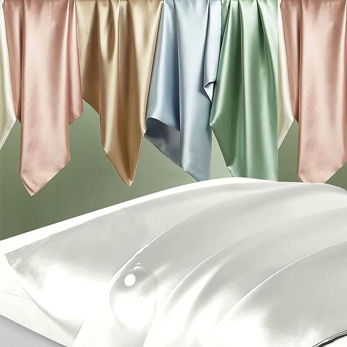 Mulberry Silk Pillow Cases King Size, Silk Pillowcase for Hair and Skin, Anti Acne Cooling Sleep Both Sides Natural Silk Satin Pillow Case Covers with Hidden Zipper, Gifts for Women Men, Ivory