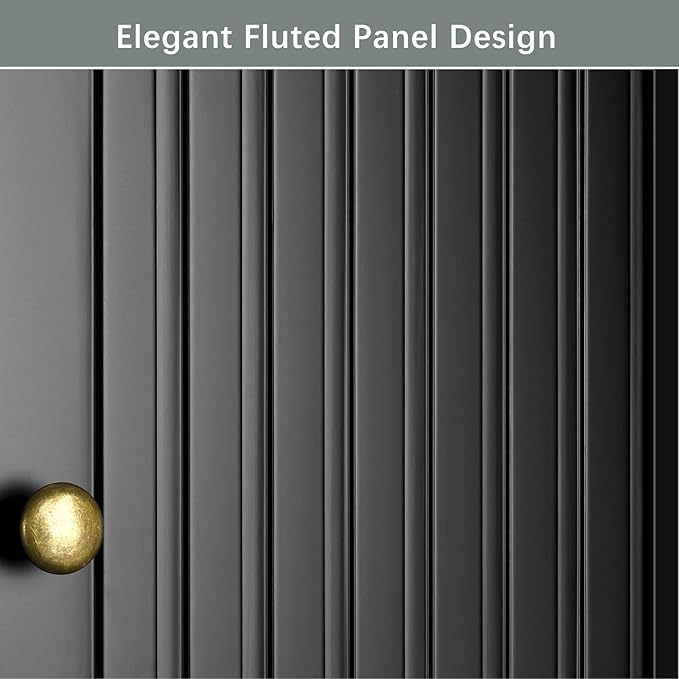 Over The Toilet Storage Cabinet, Above Toilet Storage with Fluted Panel Doors and Soft Hinges, Behind Toilet Bathroom Organizer Bathroom Spacesaver Rack (Black)