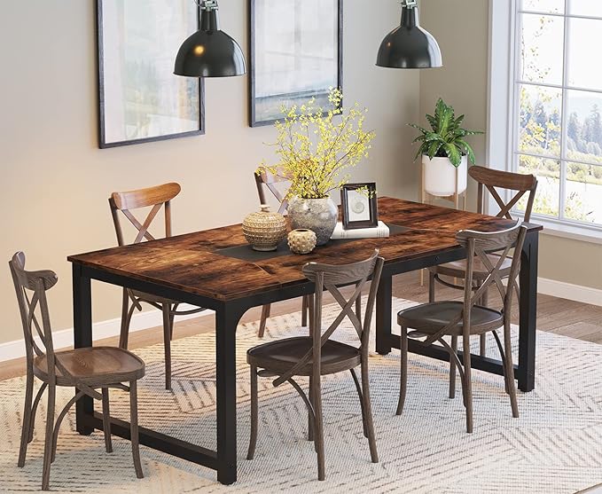 Tribesigns Modern Computer Desk, 70.8 x 35.4 inch Large Executive Office Desk Computer Table Study Writing Desk Workstation for Home Office,Rustic/Black