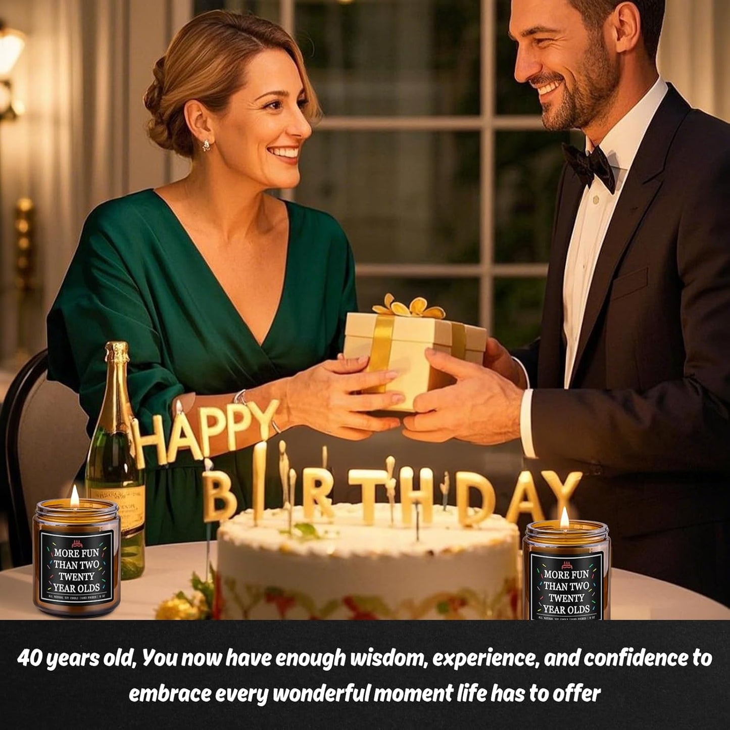 Homsolver 40th Birthday Gifts Men Women, 9OZ Lavender Scent 1985 40th Birthday Candles Gift for Him, Dad, Brother, Husband, Happy Birthday Decorations Candle with More 50 Hours Burn Time, Handmade