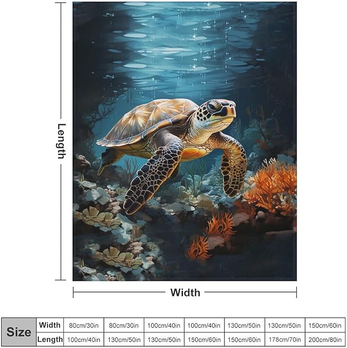 Sea Turtles Throw Blanket for Teens Boys Girls and Adults Soft Warm Cozy Funny Midweight Food Flannel Blankets for Couch Sofa Bed Camping Travel Home Decor 40" X 50"