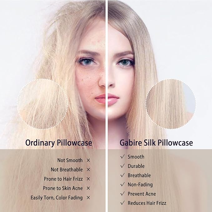 Mulberry Silk Pillowcases Set of 2, Both Sides Real Silk Pillowcase for Hair and Skin Cool Pillowcase Organic Silk Pillowcase 2 Pack with Hidden Zipper, Dusty Blue, Standard (20"×26")