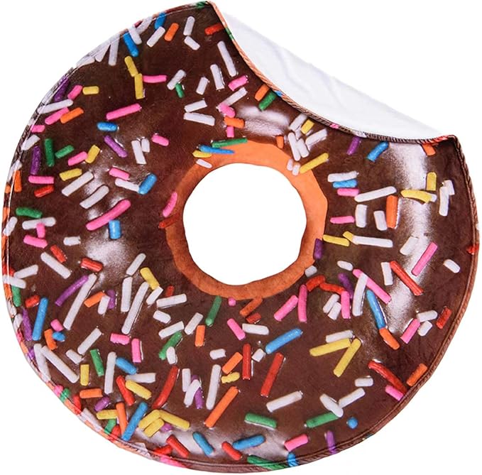 Vessia Brown Donuts Printed Throw Blanket, Realistic Funny Food Blanket for Adults and Kids, 300GSM Soft Giant Donuts Throw for Couch, Sofa, Bed, Fun Decor for All Seasons (60 inches)