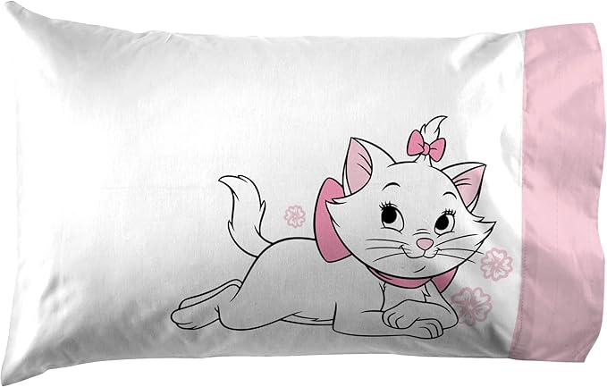 Jay Franco Kids Sheet Set with Fitted, Flat Sheets & Pillow Cover - Ultra-Soft Bedding with Pillowcase for Room Decor, White - Aristocats, 4 Piece Queen