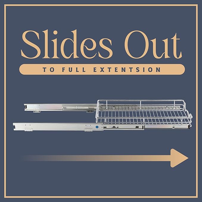 HOLDN’ STORAGE Pull Out Cabinet Organizer, Heavy Duty Caddy w/Lifetime Limited Warranty - 8”W x 21”D - Requires At Least 9-1/4” Cabinet Opening, Steel Metal Cabinet Drawers Slide Out, Chrome