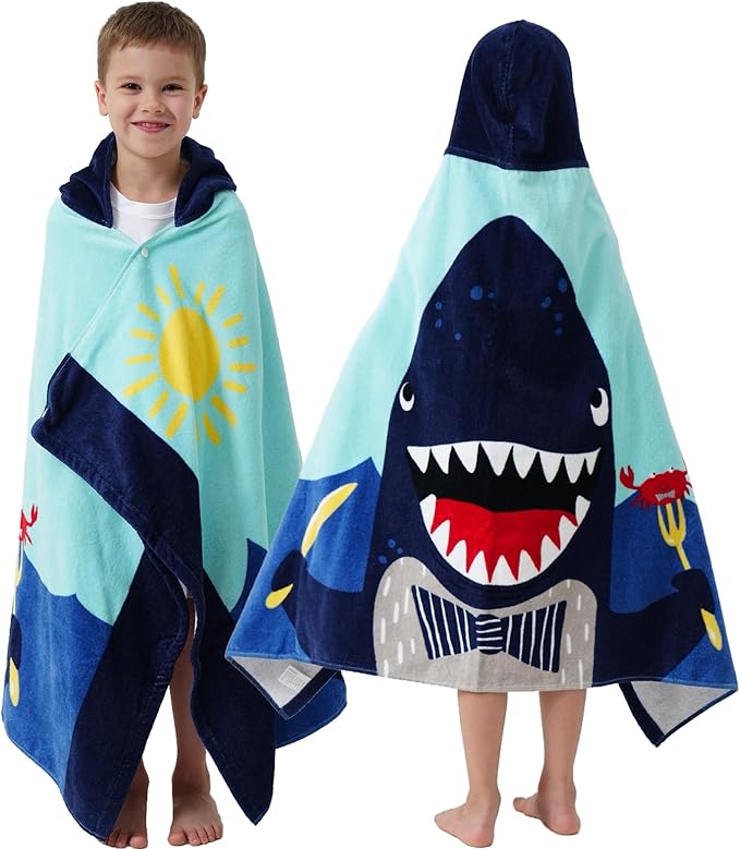 Kids Bath Towels, Kids Towel Girls Boys Hooded Beach,Bathroom,Pool Swim Towels 30 × 50 INCH Large Size Ultra Absorbent Cute Cartoon Animal Full Vitality 100% Cotton Wearable Wrap for Child