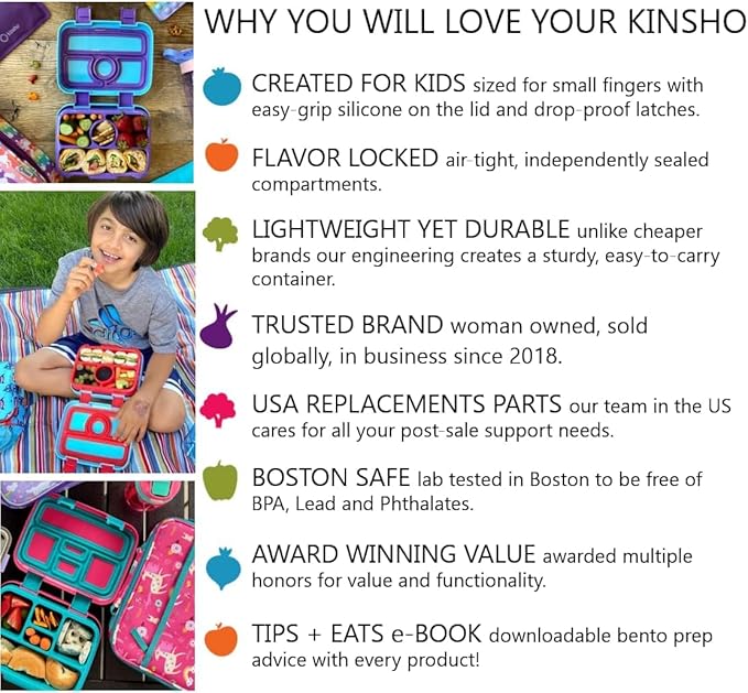 Kids Lunch Box - Bento Box for Boys Toddler Daycare, 4 Portion Sections with Lid, Snack Container Pre-School Kid Lunches Toddlers Removable Tray BPA Free, 3+ Years Old, Blue Rocket Dinosaur