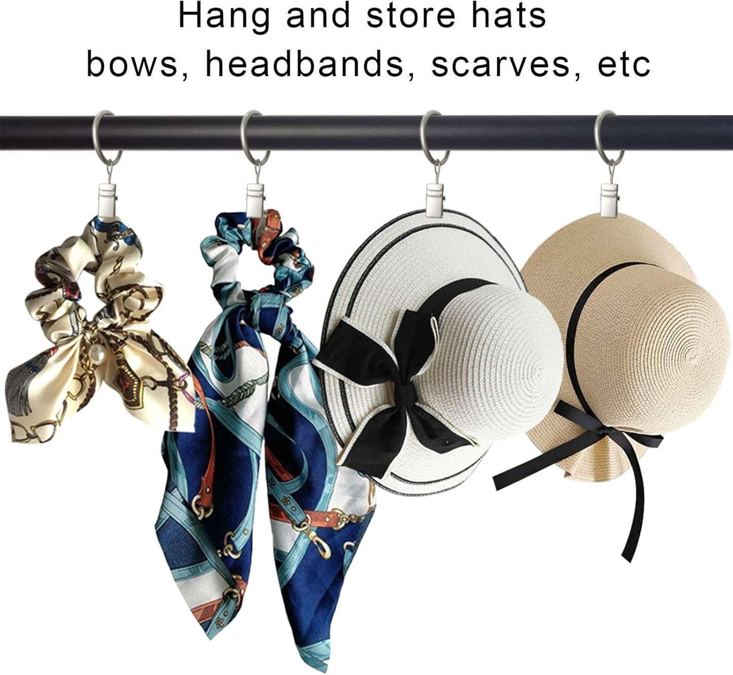 100 Pack Metal Curtain Rings with Clips, Drapery Clips with Rings, Drapes Rings 1 inch Inner Diameter, Fits Diameter 5/8 inch Curtain Rods, Matte Silver