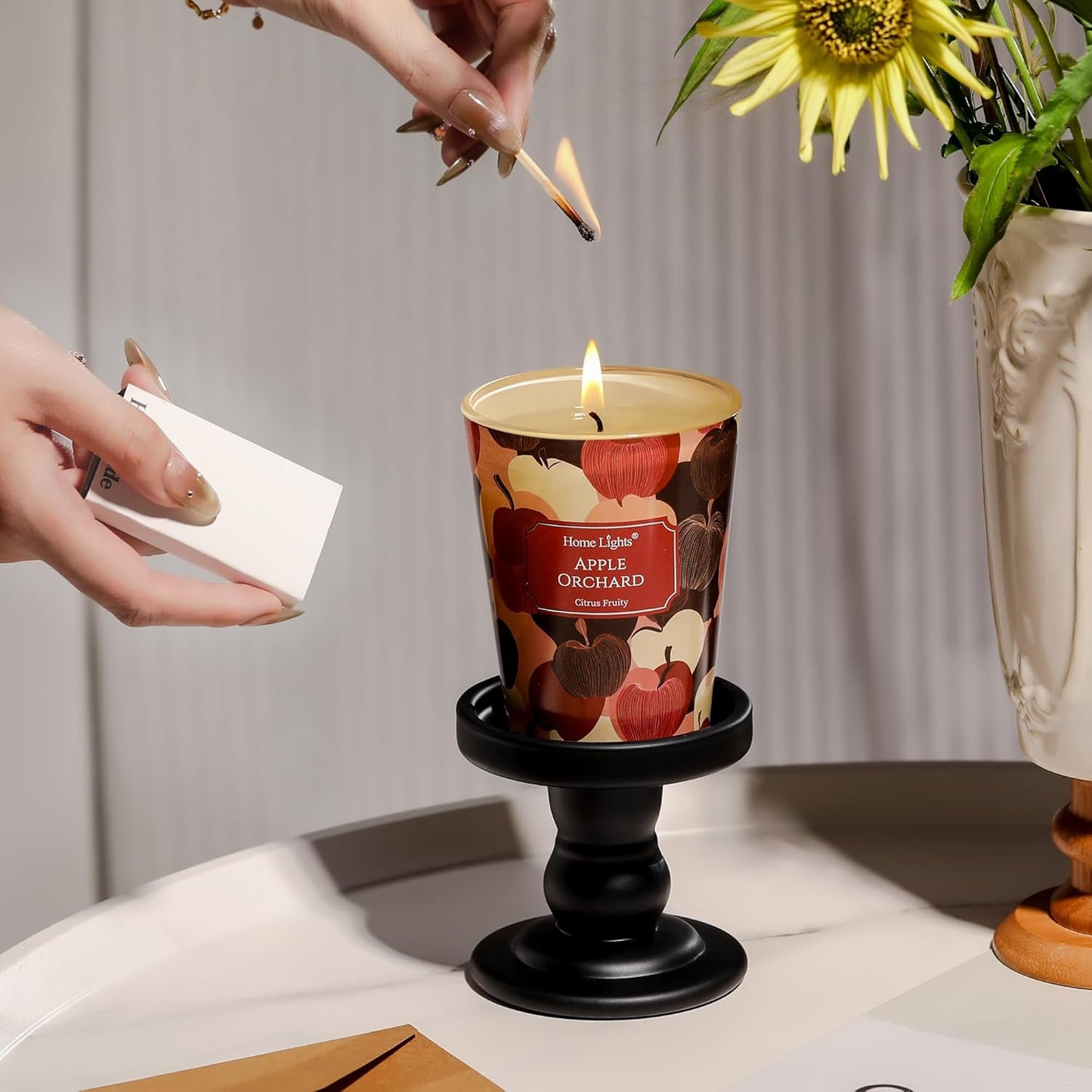 HomeLights Soy Wax Candles for Home Scented, 1-Wick Candles in Apple Orchard Scented, Aromatherapy Candles Gift for Parties, Relaxing, Eclectic Mixed Styles, 6.7oz