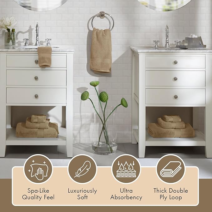 Madison Park 800GSM Bathroom Towel Set of 8 100% Cotton Bath Towel Set for Bathroom Luxurious Highly Absorbent 2 Bath Towels 2 Hand Towels 4 Washcloths Quick Dry Spa Quality Taupe