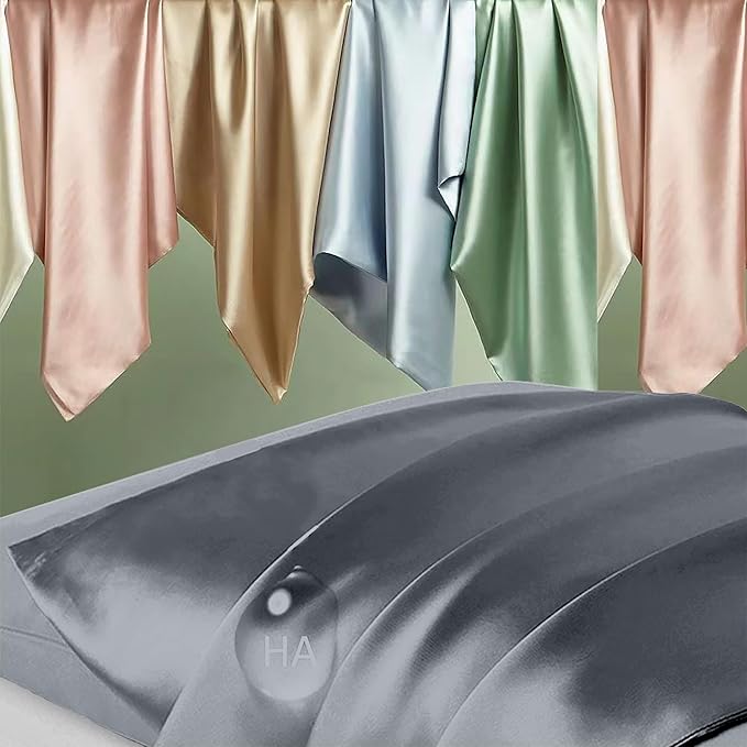 Mulberry Silk Pillow Cases Queen Size, Silk Pillowcase for Hair and Skin, Both Sides Natural Silk Satin Pillowcase for Sleeping Women with Zipper, Gifts for Women Men, Space Grey