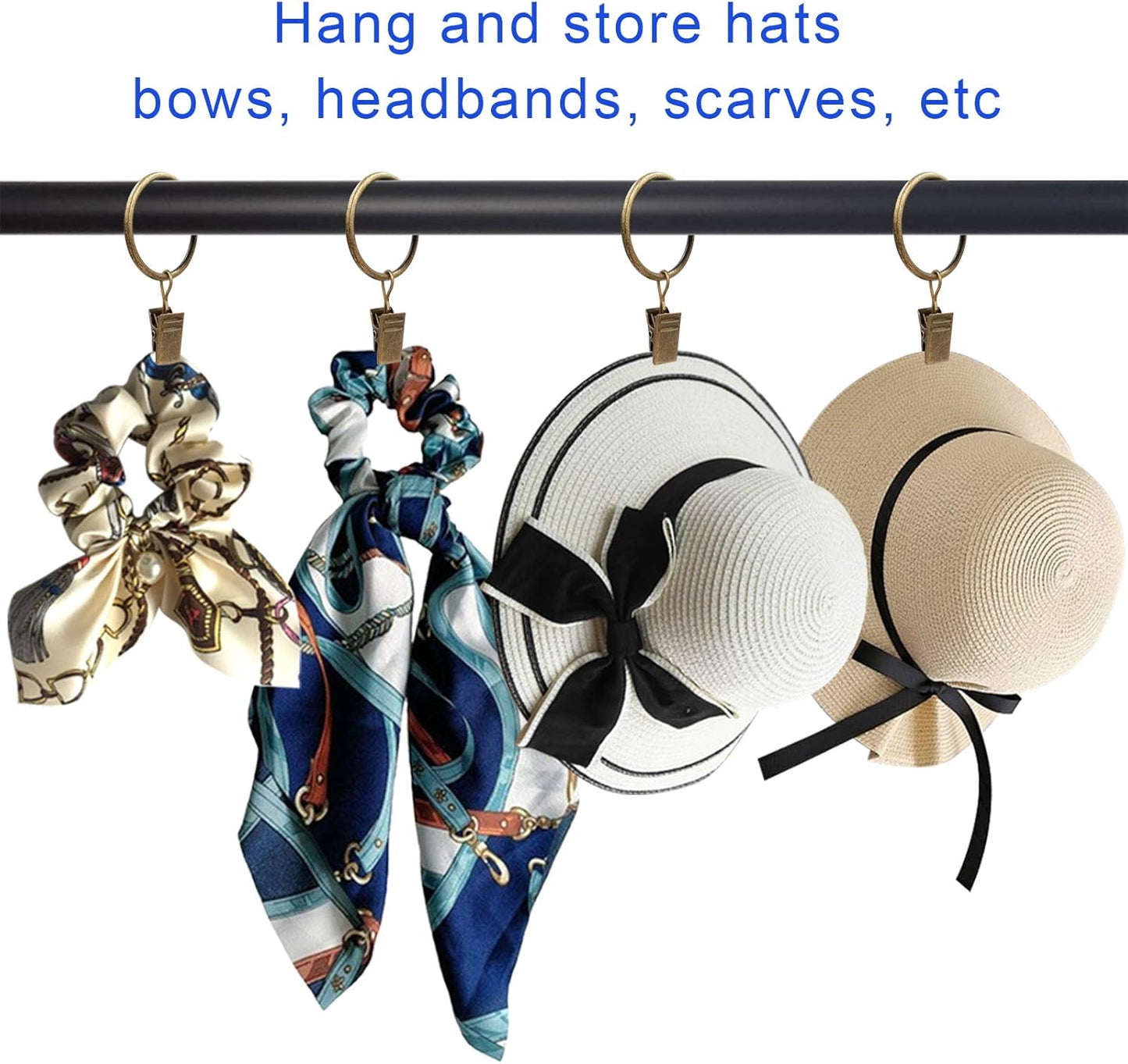 40 Pack Curtain Rings with Clips, Drapery Clips with Rings, Drapes Rings 1.26 in Interior Diameter, Fits up to 1 in Curtain Rod, Bronze