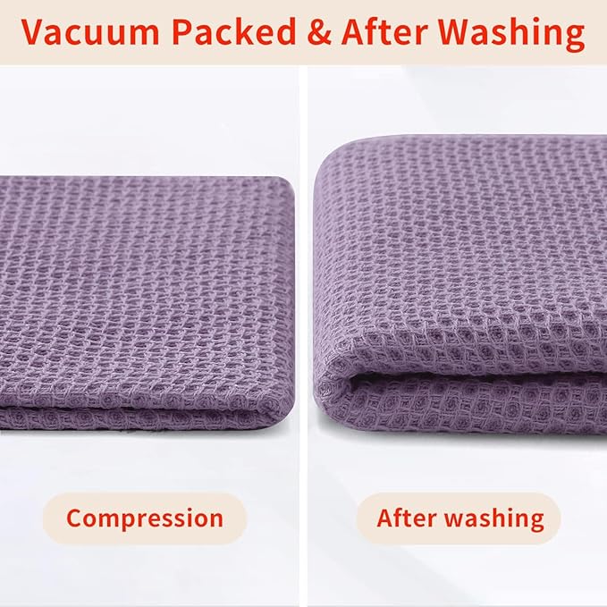Homaxy 100% Cotton Waffle Weave Kitchen Dish Towels, Ultra Soft Absorbent Quick Drying Cleaning Towel, 13 x 28 Inches, 6-Pack, Lavender