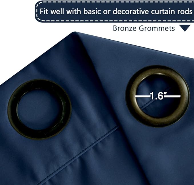 H.VERSAILTEX Blackout Patio Curtains 100 x 108 Inches for Sliding Door Extral Wide Blackout Curtain Panels Thermal Insulated Room Divider - Grommet Top, 9' Tall by 8.5' Wide - Navy Blue
