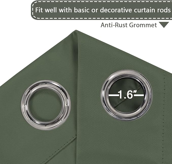 H.VERSAILTEX Blackout Patio Curtains 100 x 84 Inches for Sliding Door Extral Wide Blackout Curtain Panels Thermal Insulated Room Divider - Grommet Top, 7' Tall by 8.5' Wide - Bronze Green