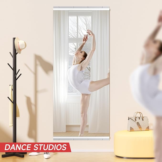 Home Gym Mirror, 63'' x 28'' x 1PCS, Large Full Body Mirror for Yoga, Frameless Tempered Glass, Wall Mounted for Home Gym, Garage, Bedroom, Bathroom