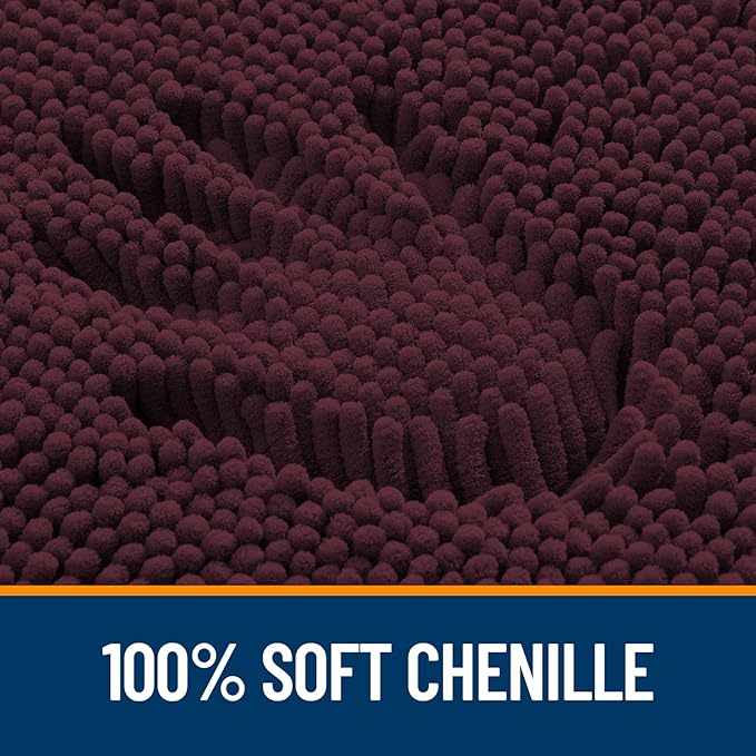 OLANLY Bathroom Rugs 44x24, Extra Soft Absorbent Chenille Bath Rugs, Rubber Backing Quick Dry, Machine Washable Bath Mats for Bathroom Floor, Tub and Shower, Home Decor Accessories, Black Cherry