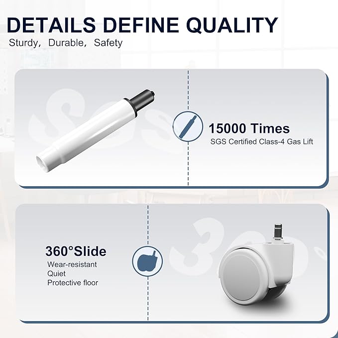 Misolant Vanity Chair with Back, Small Armless Cute Office Chair with Wheels and Lumbar Support, Comfy PU Leather Desk Computer Chairs with Adjustable Height, 360°Swivel for Home Bedroom Office, Blue