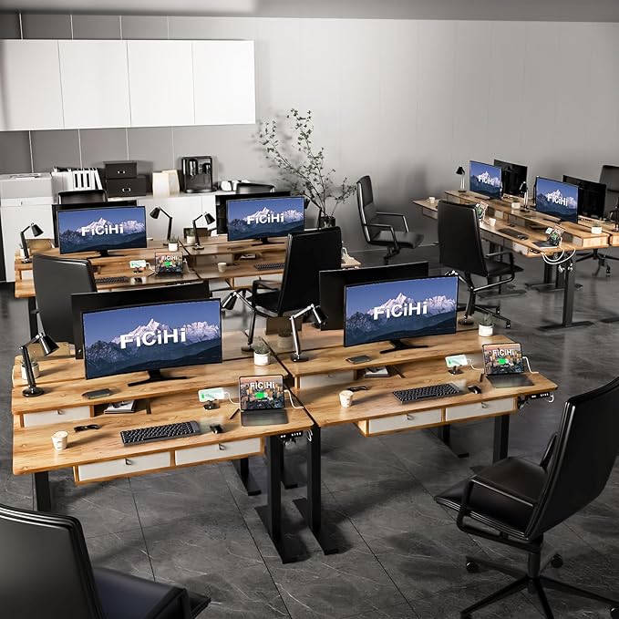 Adjustable Height Standing Desk with 4 Drawers,55 x 30 inches Electric Sit Stand Desk for Home Office,3 Memory Presets,Monitor Stand Riser,USB A/C Charging Port