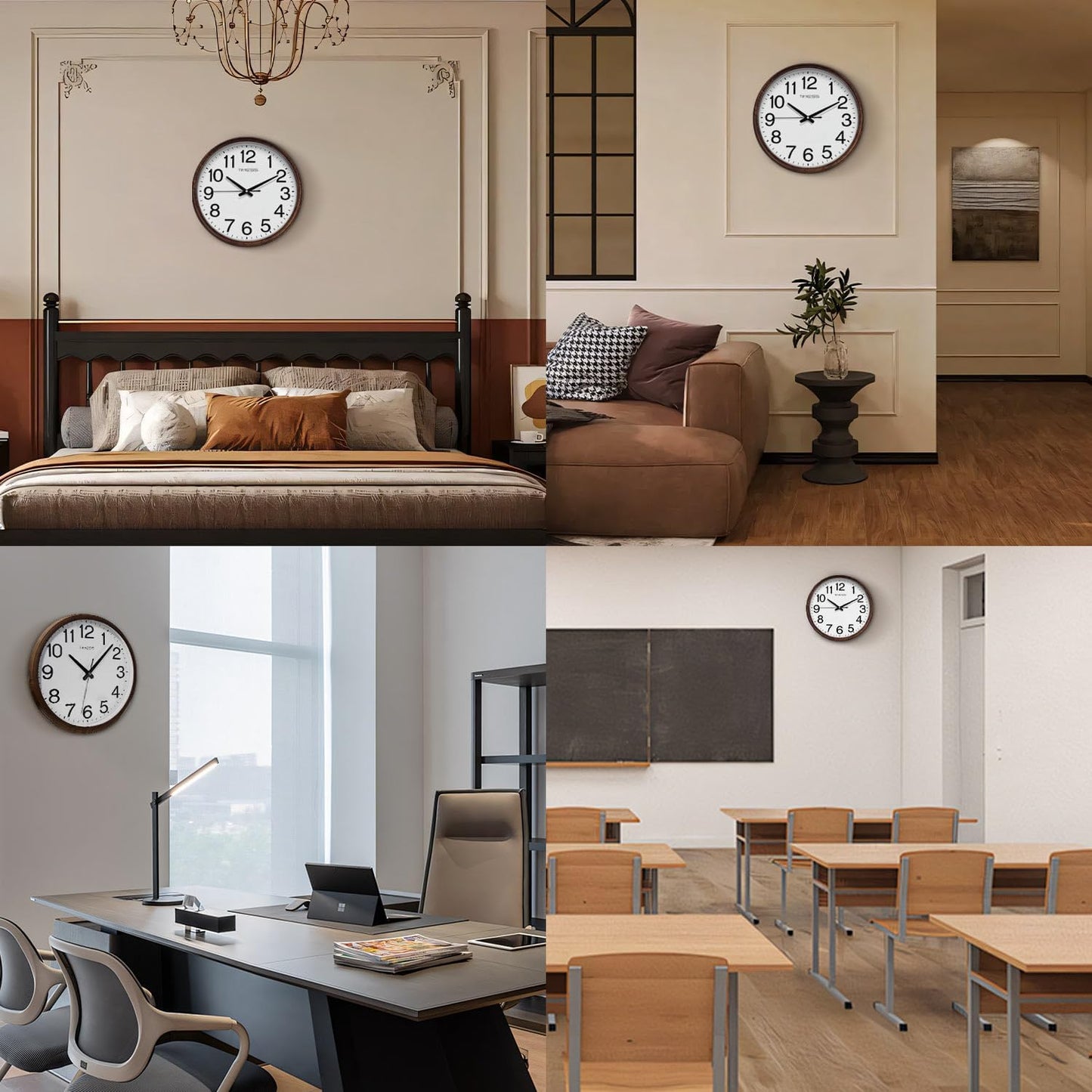 Wall Clock, Classic Wood Style Finish, 11 Inch Non-Ticking Silent Battery Operated Analog Clock, Ideal Retro Decor for Home, Bedroom, Living Room, Kitchen, Bathroom, Office(Wood Brown)