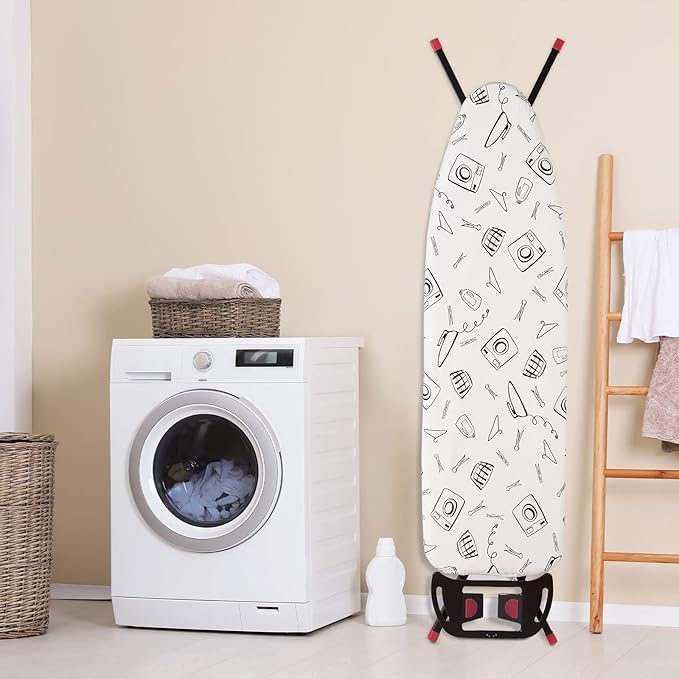 Ironing Board Cover and Pad Standard Size 15 x 54 inch, Heat Reflective with Hook and Loop Fasteners, Thick Padding with Elasticized Edges, 3 Layers Iron Board Cover (White)