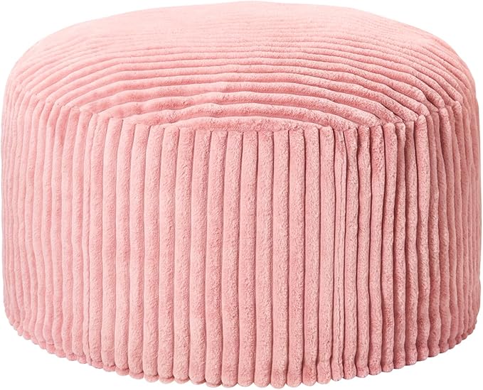 Hobestluk Bean Bag Chairs 2.5FT Bean Bag Chair with Memory Foam Filled & Stripe Plush Cover Small Bean Bag Chairs for Playroom, Living Room, Bedroom (Pink)