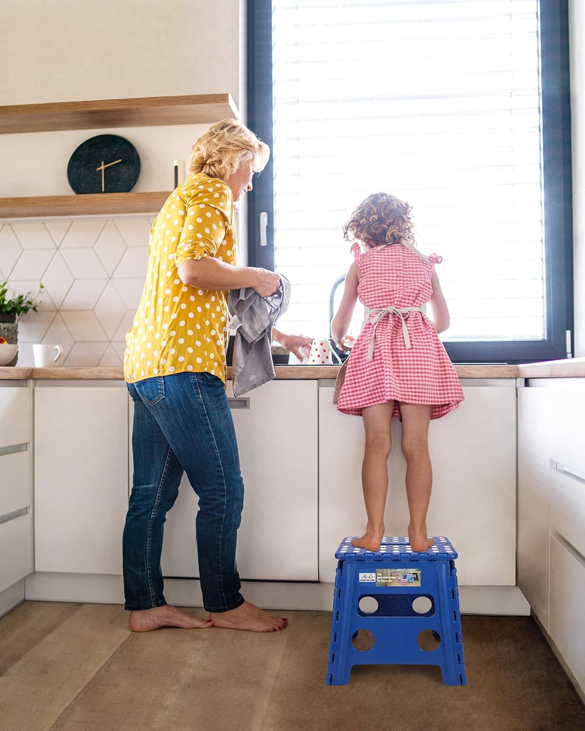 ACKO Folding Step Stool -13 inch Height Premium Heavy Duty Foldable Stool for Kids and Adults, Kitchen Garden Bathroom Stepping Stool