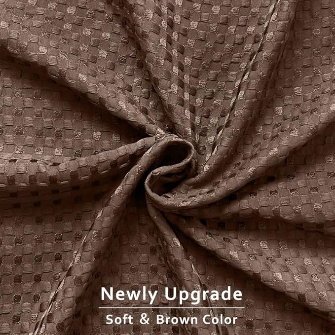 MIYE Pleated Waffle Weave Bed Skirt, Tailored Dust Ruffle 12 Inch Drop Easy Fit, Machine Washable (Brown, King - 12" Drop)