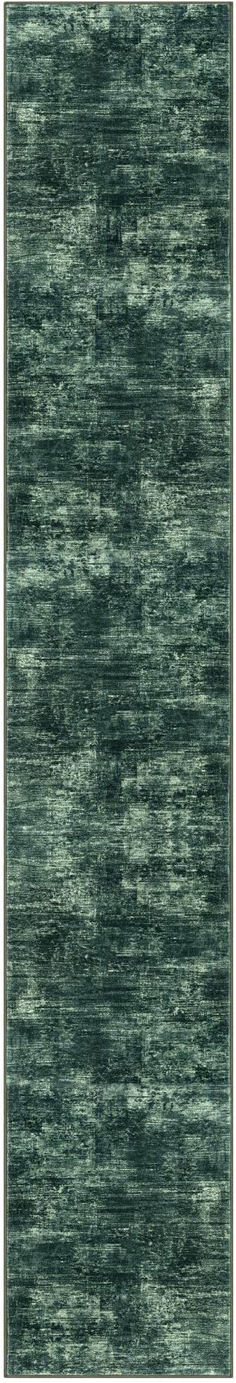 IOHOUZE Abstract Runner Rug 2x12 Ft Washable Runners for Hallways, Non Slip Kitchen Runner Printed Faux Wool Entryway Runner Indoor, Modern Abstract Floor Carpet for Hall Kitchen, Dark Green