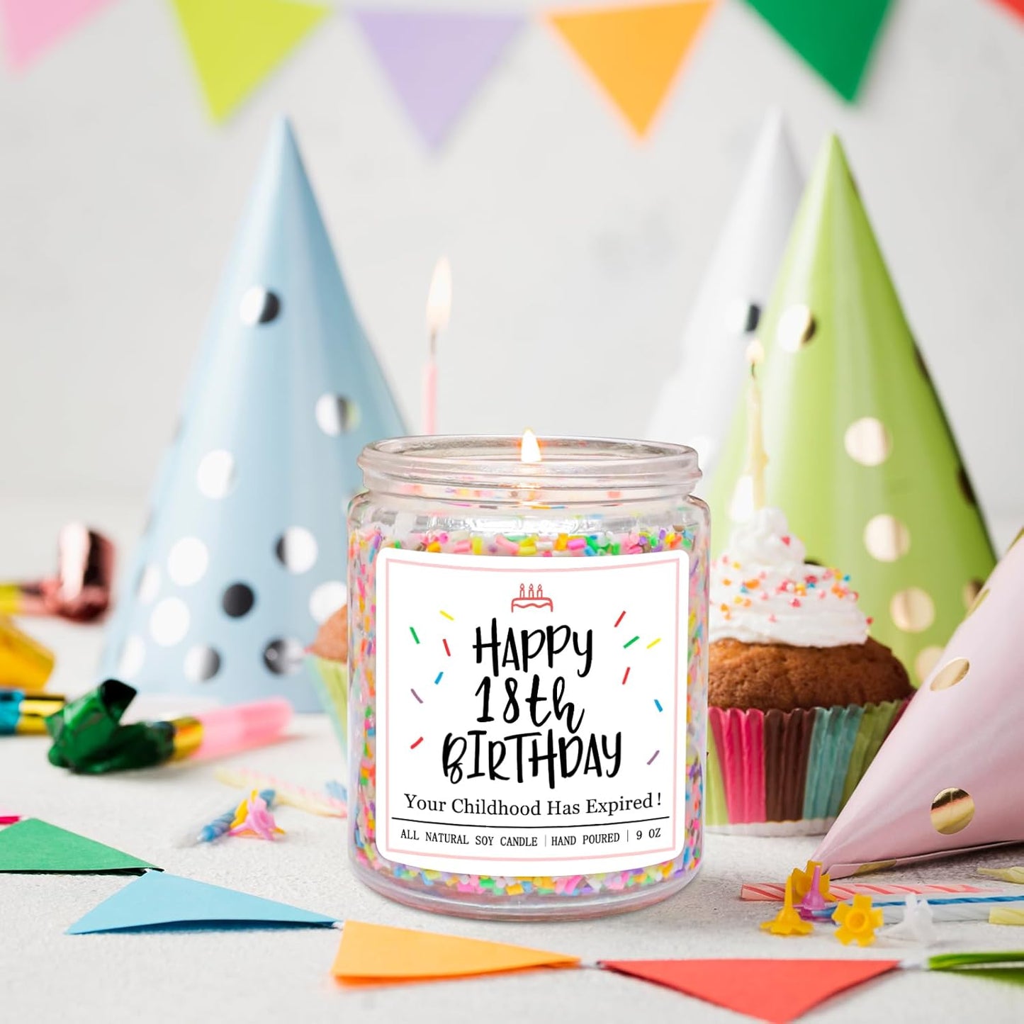 Homsolver 18th Birthday Gifts for Girls, Vanilla Scent Ideas 18th Birthday Candles for Women Sister, Daughter, Best Friends, Handmade Aromatherapy with 50+ Hour Burn Time, Funny Birthday Decorations