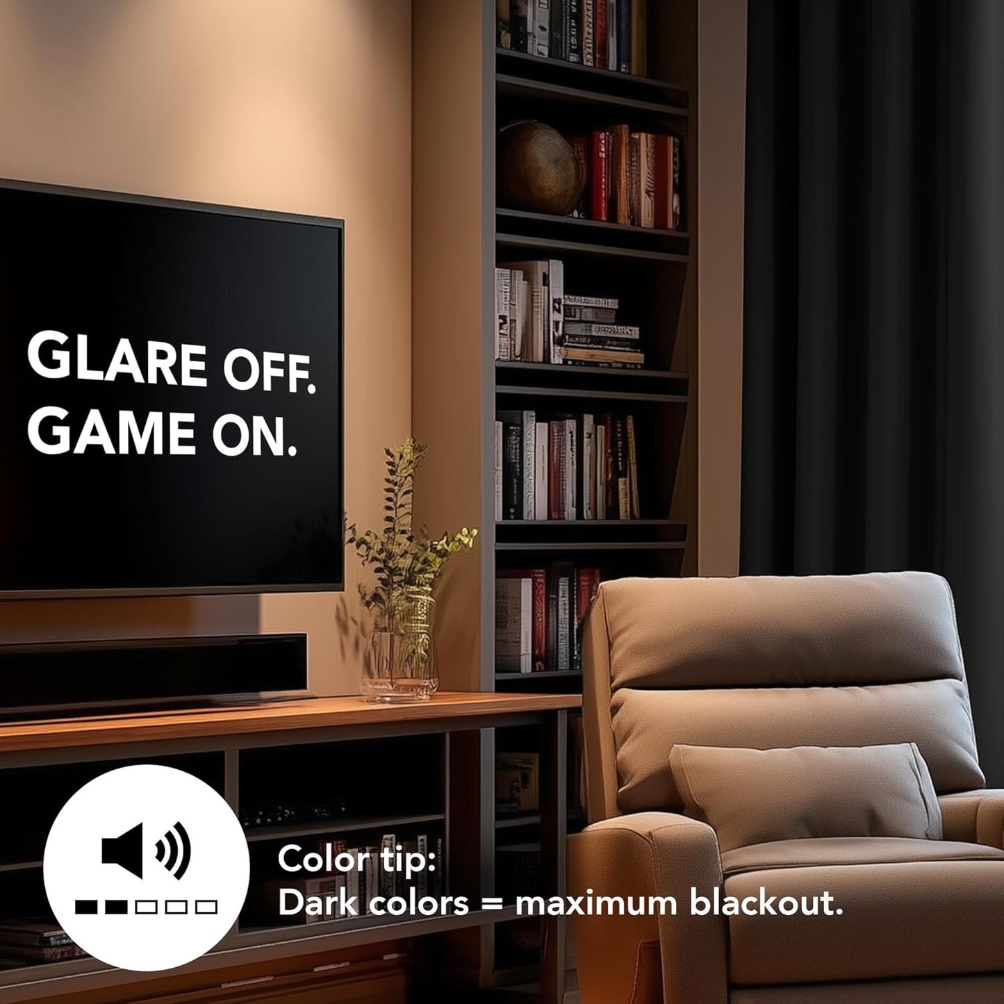 Deconovo Blackout Curtains for Bedroom – Set of 2 52W x 45L Inch Thermal Insulated & Noise Reducing Panels–Home Window Room Darkening Sustainable Grommet Drapes for Living Room and Nursery, Black