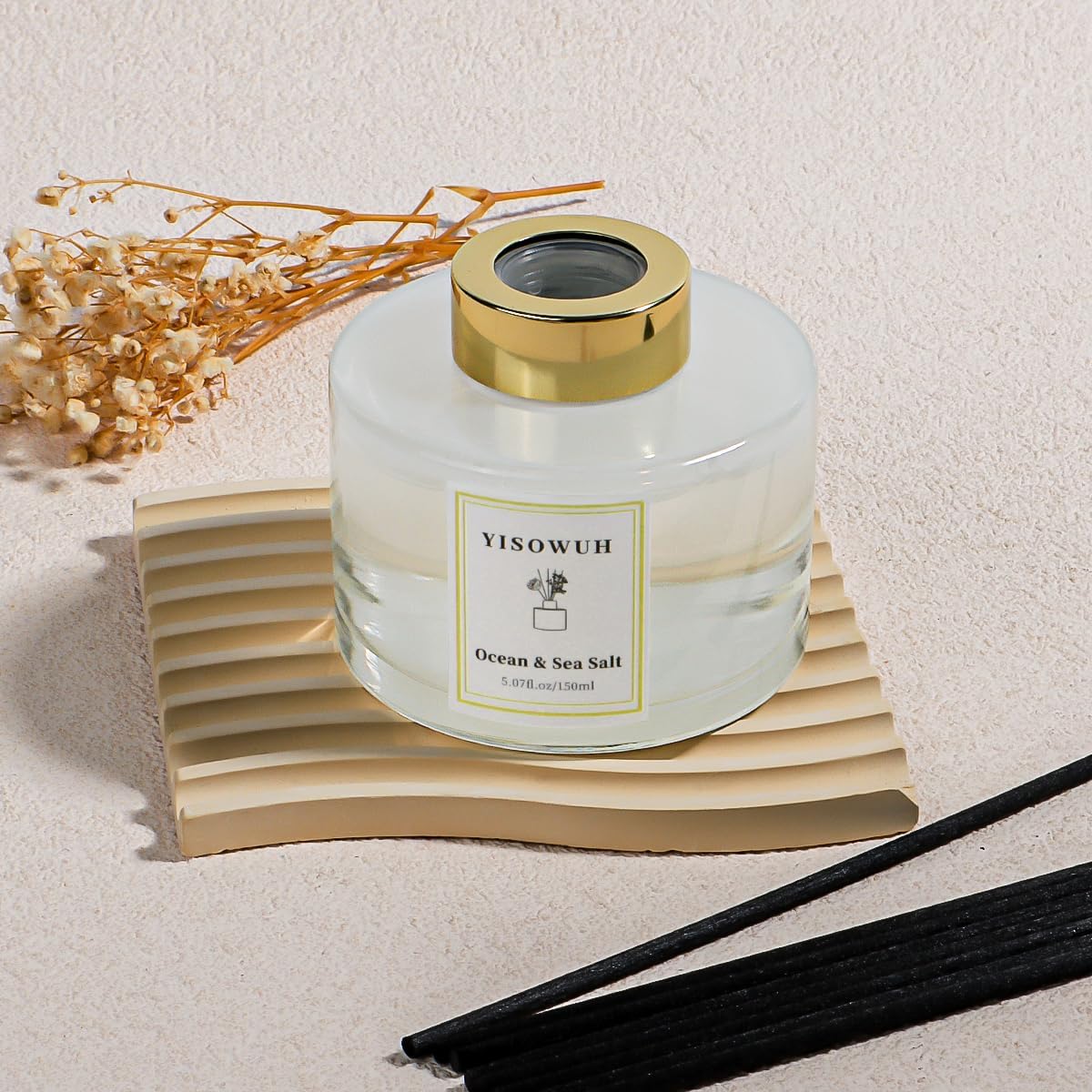 Reed Diffuser Set,5.07 fl oz (150 ml) - Ocean & Sea Salt Oil Diffusers with 8 Reed Sticks,Home Fragrance Reed Diffuser for Bathroom Shelf Decor