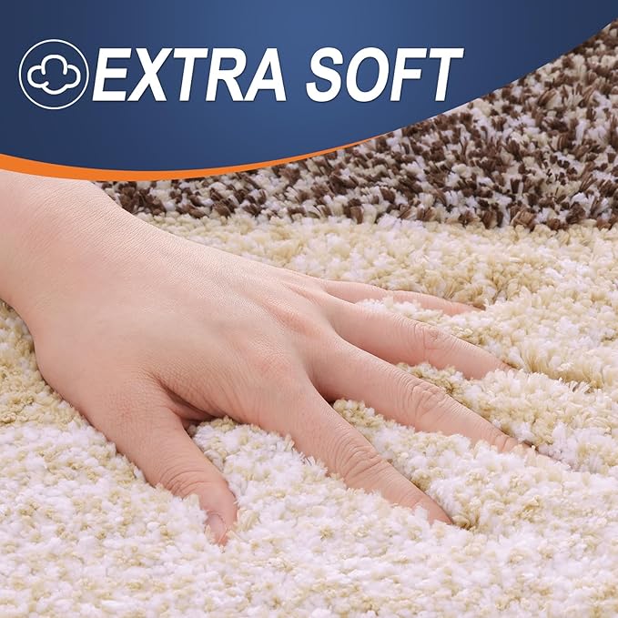 OLANLY Bathroom Rug Set 2 Piece, Soft Absorbent Microfiber Bath Mats and U-Shaped Contour Toilet Rug, Non-Slip, Machine Wash Dry, Plush Shaggy Bath Mats for Bathroom (24"x16"+24"x20", Brown)