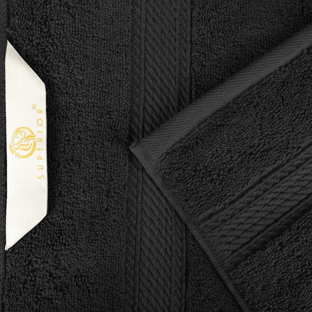 Superior Egyptian Cotton Pile Face Towel/Washcloth Set of 6, Ultra Soft Luxury Towels, Thick Plush Essentials, Absorbent Heavyweight, Guest Bath, Hotel, Spa, Home Bathroom, Shower Basics, Black
