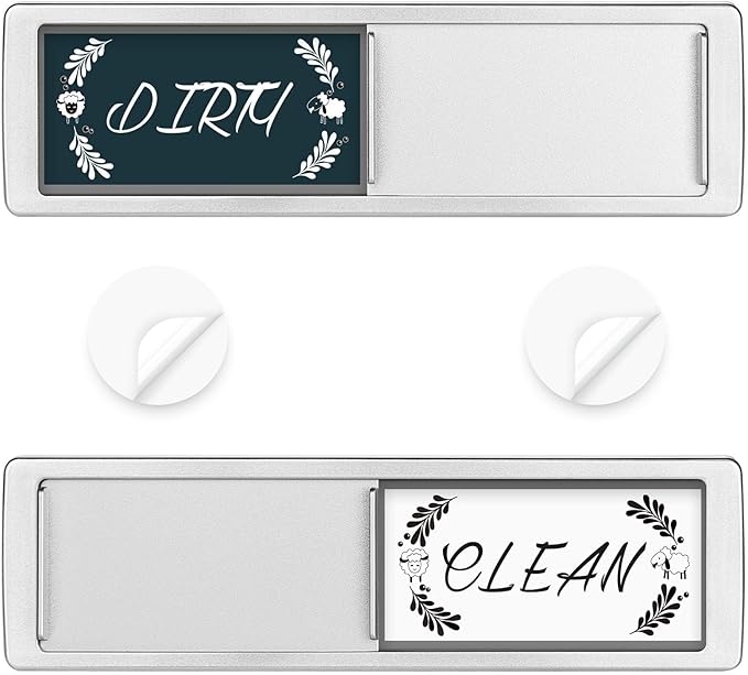 Dishwasher Magnet Clean Dirty Sign Shutter Only Changes When You Push It Non-Scratching Strong Magnet or Adhesive Options Indicator Tells Whether Dishes are Clean or Dirty (Deepblue)