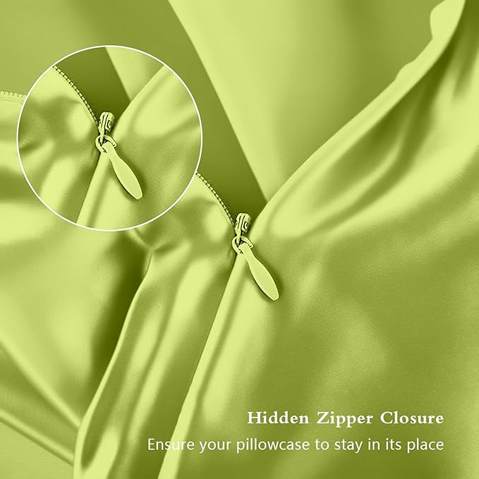 Mulberry Silk Pillow Cases King Size, Silk Pillowcase for Hair and Skin, Both Sides Natural Silk Satin Pillowcase for Sleeping Women with Zipper, Gifts for Women Men, Olive Green