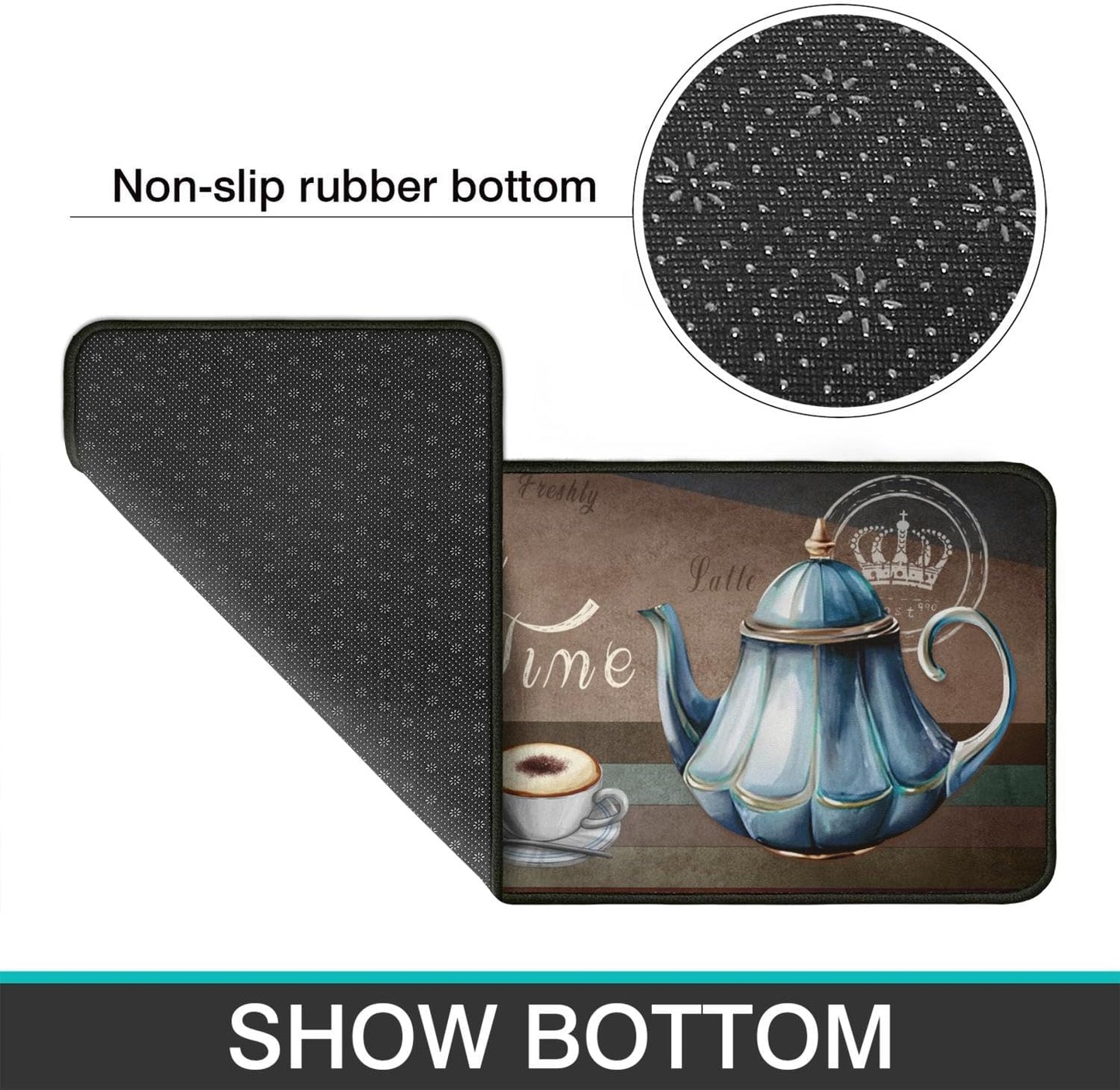 2 Piece Coffee Kitchen Decor Rugs Set, Farmhouse Country Kitchen Rugs and Mats Non Skid Washable Absorbent Microfiber Kitchen Accessories Decoration Floor Mats 17"x47"+17"x30"