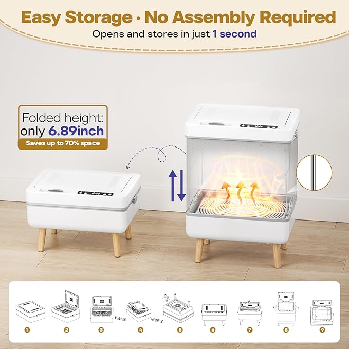 35L Foldable Towel Warmer Bucket, Fits 3 Large Towels or 2 Robes, Fast Heating, One-Piece Space-Saving Design, High-Temperature Indicator, ETL Certified