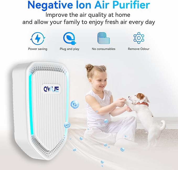 6Pack Air Ionizer Plug In, Filterless Home Negative Air Purifier, Quiet Air Freshener Portable Cleaner for Odors Smoke Dust, Air Purifiers for Home Office, Bedroom, Bathroom