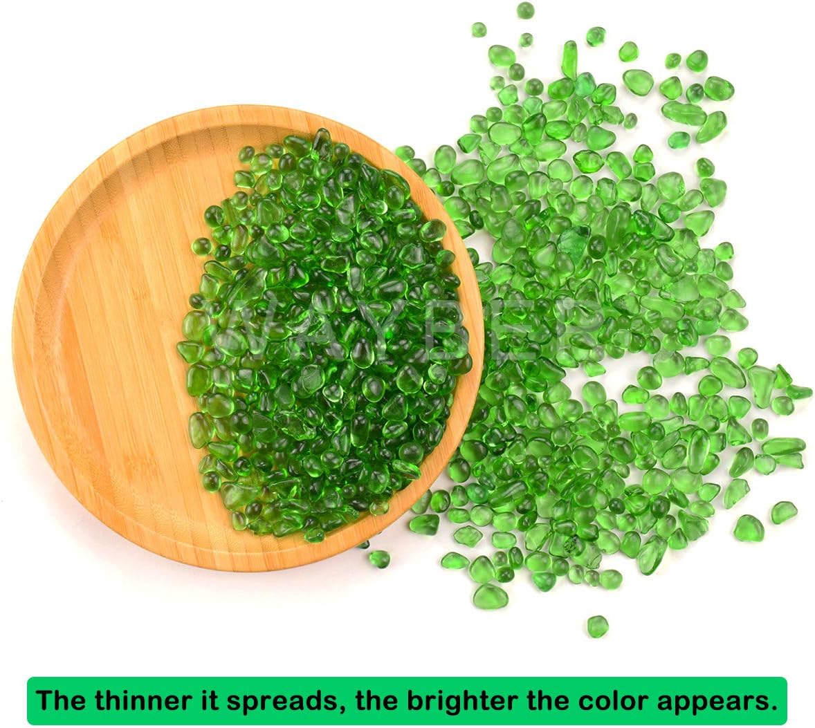 WAYBER Glass Stones, 1Lb/460g Irregular Sea Glass Pebbles Non-Toxic Artificial Gemstones for Vase Filler/Handmade Gift/Terrarium Flowerpot Aquarium Turtle Tank Decoration, Green