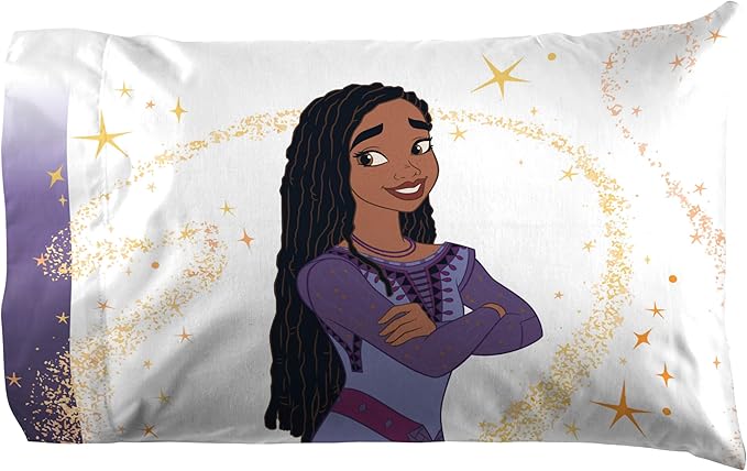 Jay Franco Kids Sheet Set with Fitted, Flat Sheets & Pillow Cover - Ultra-Soft Bedding with Pillowcase for Room Decor, White - Wish, 3 Piece Twin