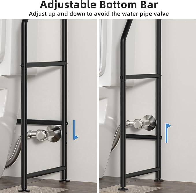 3-Tier Over The Toilet Storage, Freestanding Metal Bathroom Shelves, Space Saver Above The Over Toilet Storage Shelf for Bathroom, Black