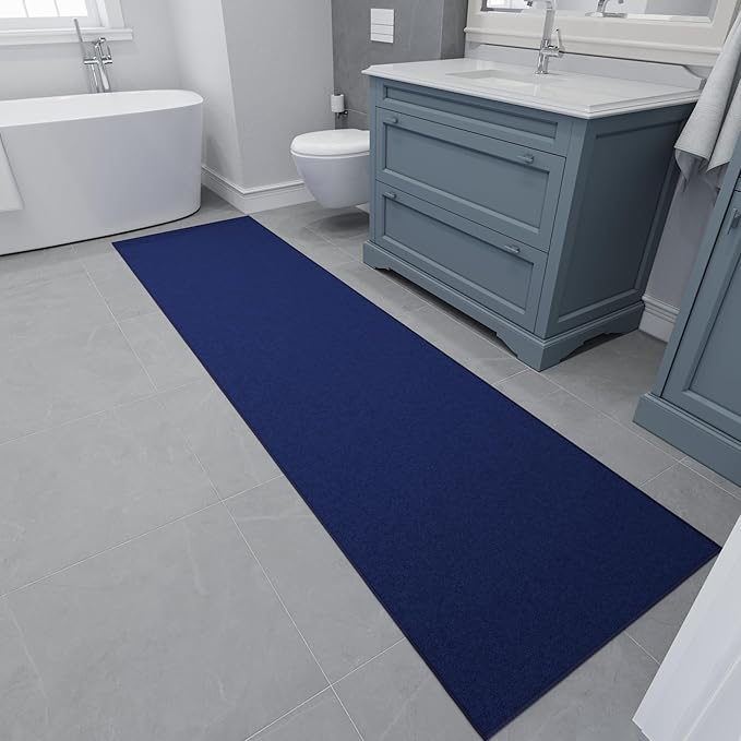 Ottomanson Hallway Runner Rug 2'7" x 9'10" Non Slip Solid Area Rugs Easy to Clean Laundry Rug Runner Durable & Pet Friendly Floor Carpet Runners for Hallways Entryway Living Room Kitchen, Navy