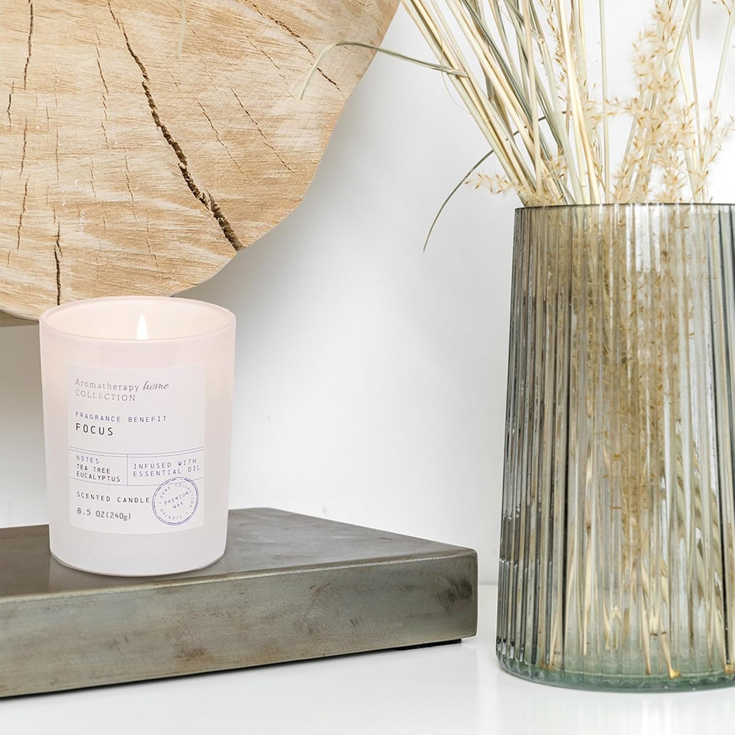 Eucalyptus Candle, Eucalyptus & Tea Tree Scented Candles,Soy Wax White Candles for Home Scented,Candle Gift for Women Men,8.5oz