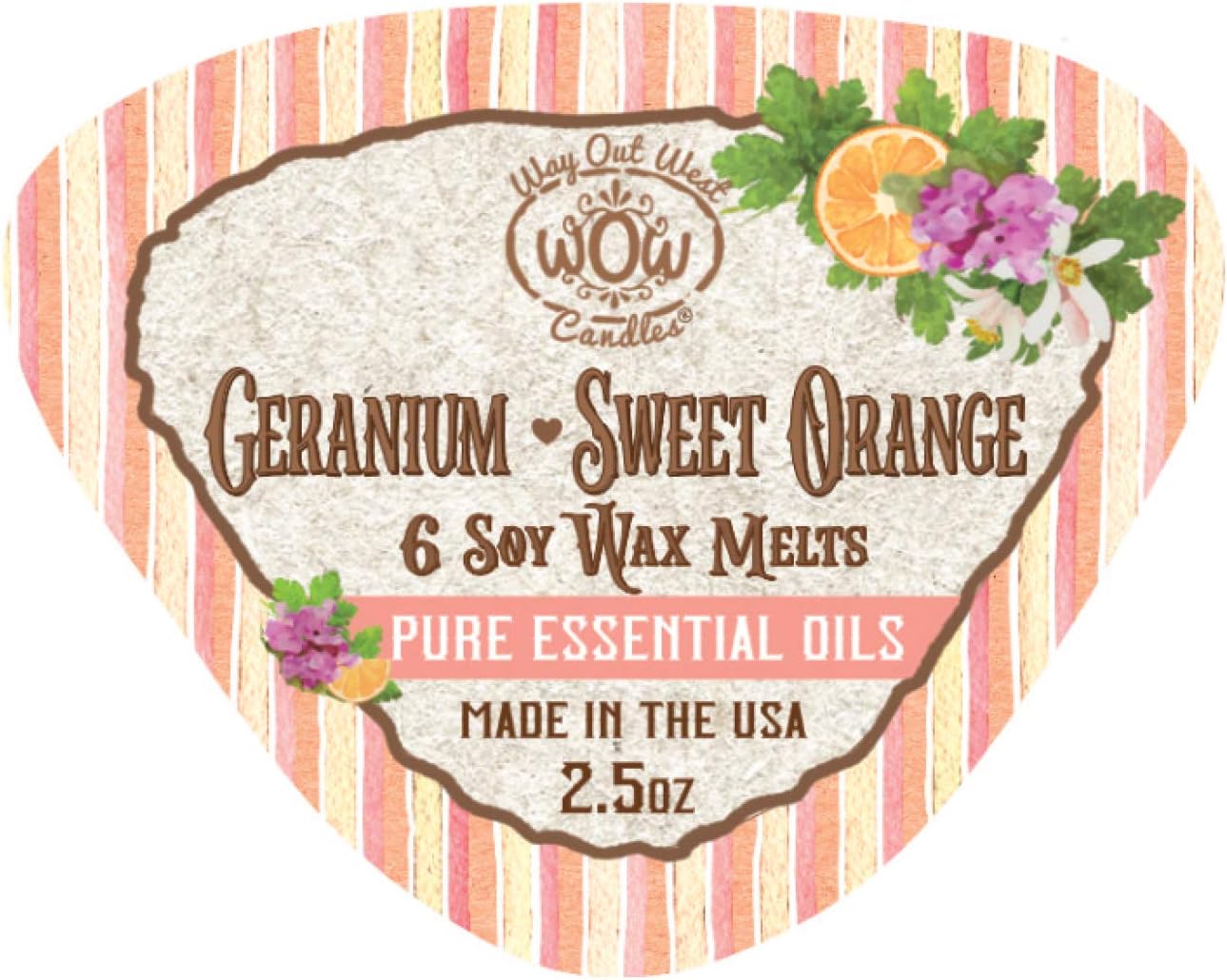 Scented Wax Melts for Wax Warmers - Highly Fragrant Air Freshener - 4 Pack Set of 6 Melt Cubes with Essential Oils - Made in USA by Way Out West Candles (4, Geranium Sweet Orange)