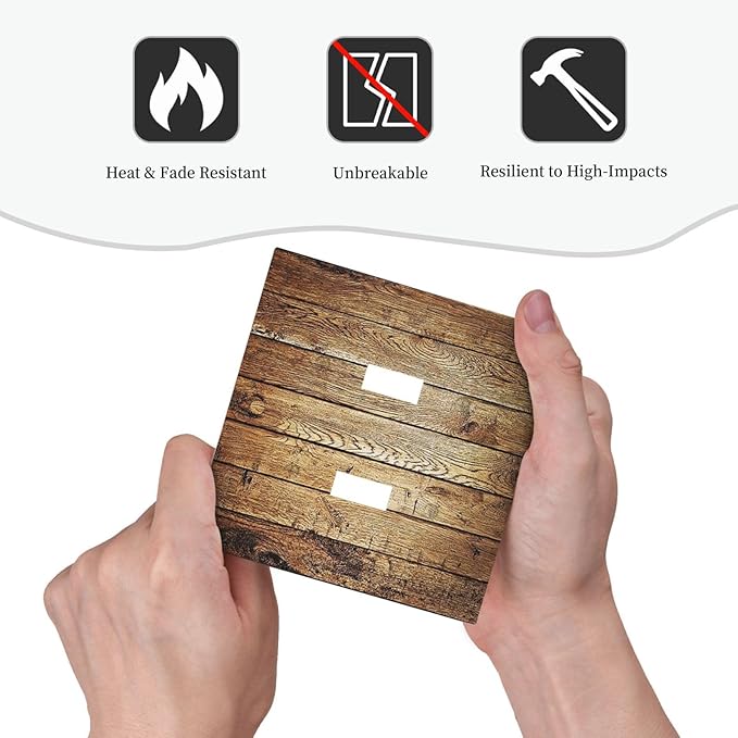 Rustic Brown Wood Natural Wooden Decorative Switch Plates 2 Gang Double Toggle Wall Plate Electrical Faceplate Outlet Light Switch Cover for Bedroom Home Decor