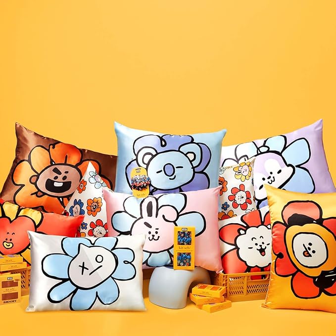 Kitsch x BT21 (Mang) Satin Pillowcase with Zipper for Hair & Skin - Softer Than Silk Pillow Cases, Smooth Cooling Pillow Cover, Wrinkle-Free, Machine Washable, King Size (19x36)