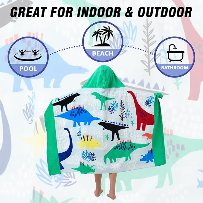 Kids Bath Towels, Kids Towel Girls Boys Hooded Beach,Bathroom,Pool Swim Towels 30 × 50 INCH Large Size Ultra Absorbent Cute Cartoon Animal Full Vitality 100% Cotton Wearable Wrap for Child